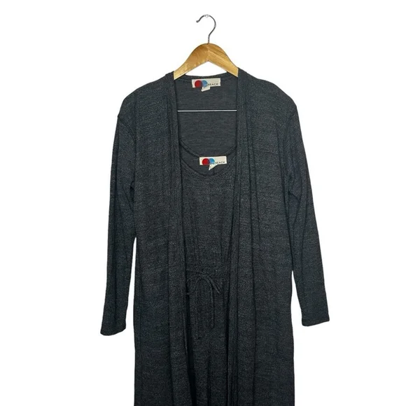 Free People Beach Gray BiCoastal Set Sleeveless Knit Jumpsuit Cardigan Set XS - Picture 5 of 16